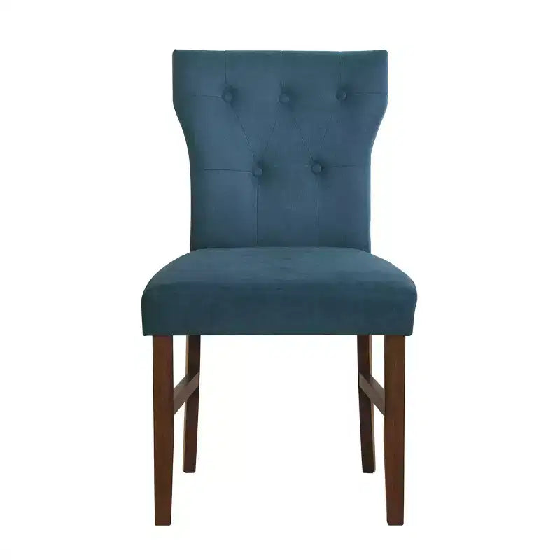 Chaise de salle à manger en bois brun avec assise en lin rembourrée