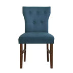 Chaise de salle à manger en bois brun avec assise en lin rembourrée