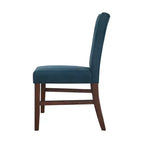 Chaise de salle à manger en bois brun avec assise en lin rembourrée