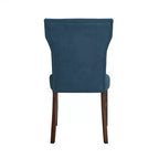 Chaise de salle à manger en bois brun avec assise en lin rembourrée