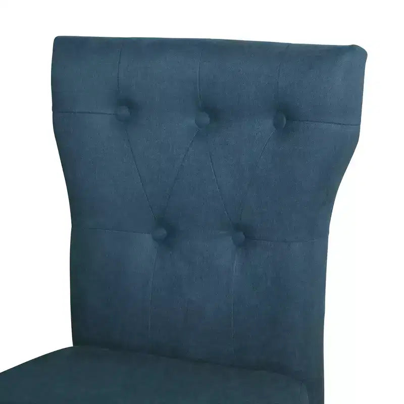 Chaise de salle à manger en bois brun avec assise en lin rembourrée