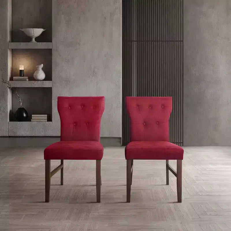Chaise de salle à manger en bois brun avec assise en lin rembourrée