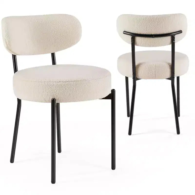 TUYOHW 20 Sleek Cushioned Dining Chairs,Set of 2,Black Steel Frame Plush Fabric Side Chairs for Dining Room & Kitchen,275lbs Max