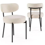 TUYOHW 20 Sleek Cushioned Dining Chairs,Set of 2,Black Steel Frame Plush Fabric Side Chairs for Dining Room & Kitchen,275lbs Max