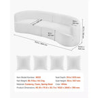 VEVOR Canapé sectionnel incurvé moderne de luxe Cloud en peluche, 112 cm, modulaire avec 4 oreillers – Tissu côtelé à assise profonde surdimensionnée, Blanc