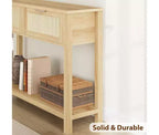 Console pour entrée, table d'entrée en rotin avec 2 tiroirs, table de canapé bohème à 2 niveaux avec rangement, table de couloir/hall d'entrée, mobilier de maison
