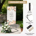 Support de panneau de bienvenue de mariage, réglable, équipé de 4 sangles artificielles, support de plan de table portable, adapté à l'entrée de fête, noir