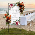 Support de panneau de bienvenue de mariage, réglable, équipé de 4 sangles artificielles, support de plan de table portable, adapté à l'entrée de fête, noir