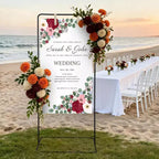 Support de panneau de bienvenue de mariage, réglable, équipé de 4 sangles artificielles, support de plan de table portable, adapté à l'entrée de fête, noir