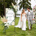 Support de panneau de bienvenue de mariage, réglable, équipé de 4 sangles artificielles, support de plan de table portable, adapté à l'entrée de fête, noir