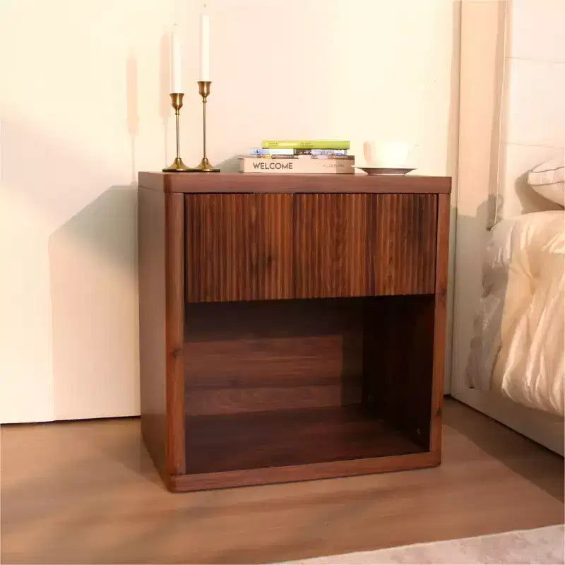 Table de chevet moderne du milieu du siècle avec tiroir – Table de nuit en MDF pour chambre à coucher