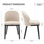 Lot de 2 chaises de salle à manger en tissu beige avec pieds en bois – Assise profonde et support dorsal
