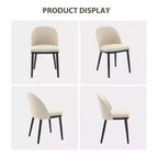 Lot de 2 chaises de salle à manger en tissu beige avec pieds en bois – Assise profonde et support dorsal