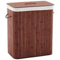 Bamboo Laundry Hamper with Lid, 106l Rectangle Laundry Basket with Removable Liner & Compartments and Handles, Machine Washable Dirty Clothes Hamper