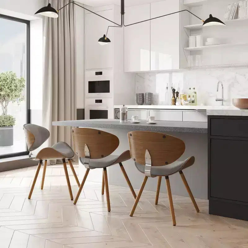 Chaise de salle à manger rembourrée avec cadre en contreplaqué – Tissu de lin