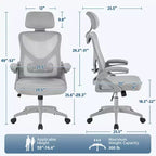 Chaise de bureau ergonomique en maille avec accoudoirs – Chaise d'ordinateur ergonomique