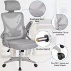 Chaise de bureau ergonomique en maille avec accoudoirs – Chaise d'ordinateur ergonomique