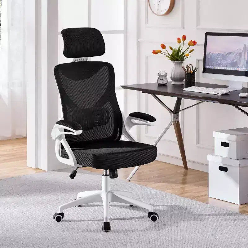 Chaise de bureau ergonomique en maille avec accoudoirs – Chaise d'ordinateur ergonomique