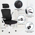 Chaise de bureau ergonomique en maille avec accoudoirs – Chaise d'ordinateur ergonomique