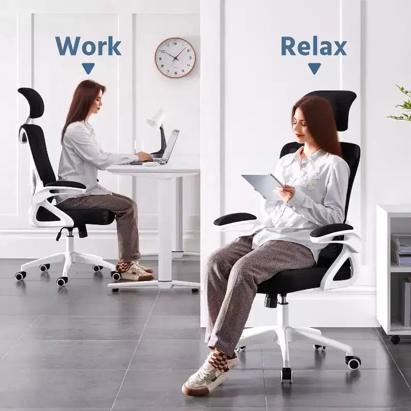 Chaise de bureau ergonomique en maille avec accoudoirs – Chaise d'ordinateur ergonomique