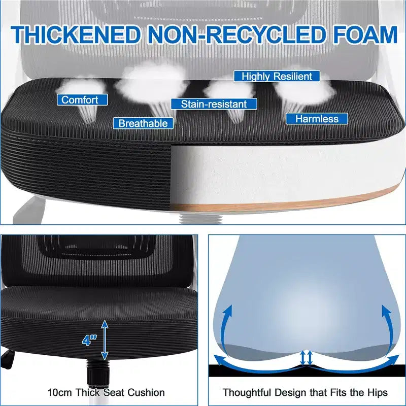 Chaise de bureau ergonomique en maille avec accoudoirs – Chaise d'ordinateur ergonomique