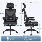 Chaise de bureau ergonomique en maille avec accoudoirs – Chaise d'ordinateur ergonomique