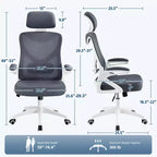 Chaise de bureau ergonomique en maille avec accoudoirs – Chaise d'ordinateur ergonomique