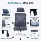 Chaise de bureau ergonomique en maille avec accoudoirs – Chaise d'ordinateur ergonomique