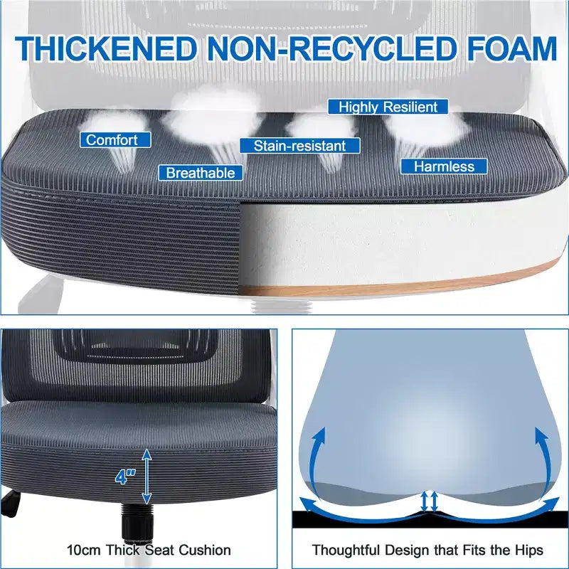 Chaise de bureau ergonomique en maille avec accoudoirs – Chaise d'ordinateur ergonomique