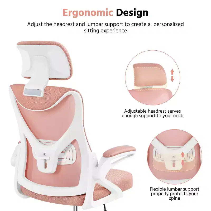 Chaise de bureau ergonomique en maille avec accoudoirs – Chaise d'ordinateur ergonomique