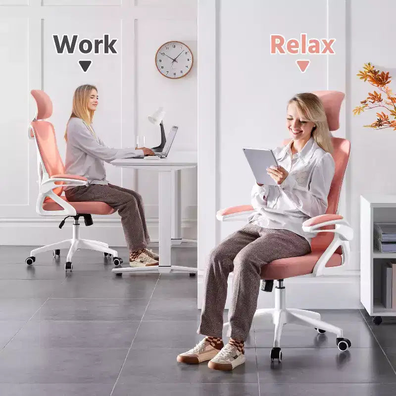 Chaise de bureau ergonomique en maille avec accoudoirs – Chaise d'ordinateur ergonomique