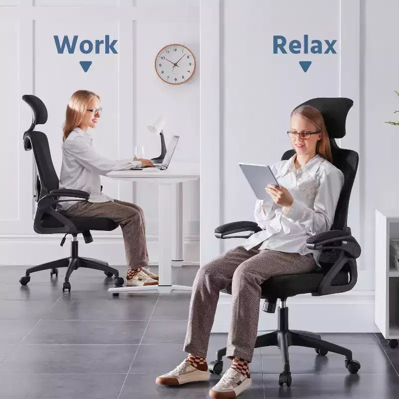 Chaise de bureau ergonomique en maille avec accoudoirs – Chaise d'ordinateur ergonomique
