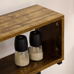 Étagère de cuisine style boulanger avec prise de courant, chargeur USB et étagères réglables – Marron rustique