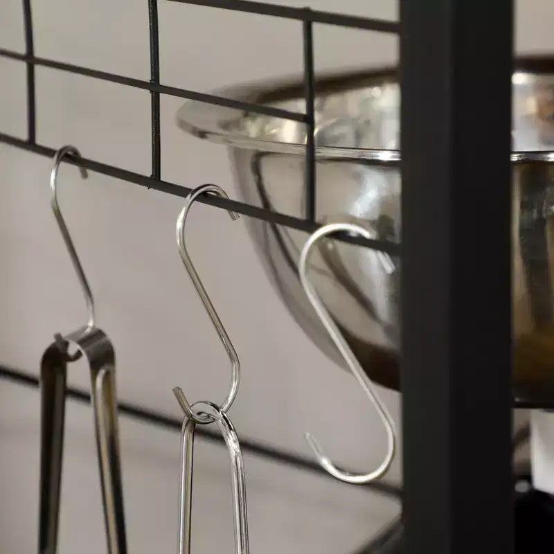 Étagère de cuisine style boulanger avec prise de courant, chargeur USB et étagères réglables – Marron rustique