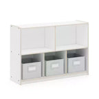 Meuble de rangement en bois pour enfants à 2 étagères et 5 compartiments de 76 cm – Bibliothèque pour salle de classe