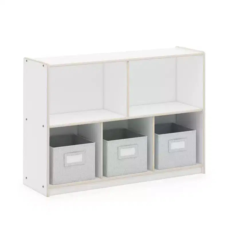 Meuble de rangement en bois pour enfants à 2 étagères et 5 compartiments de 76 cm – Bibliothèque pour salle de classe