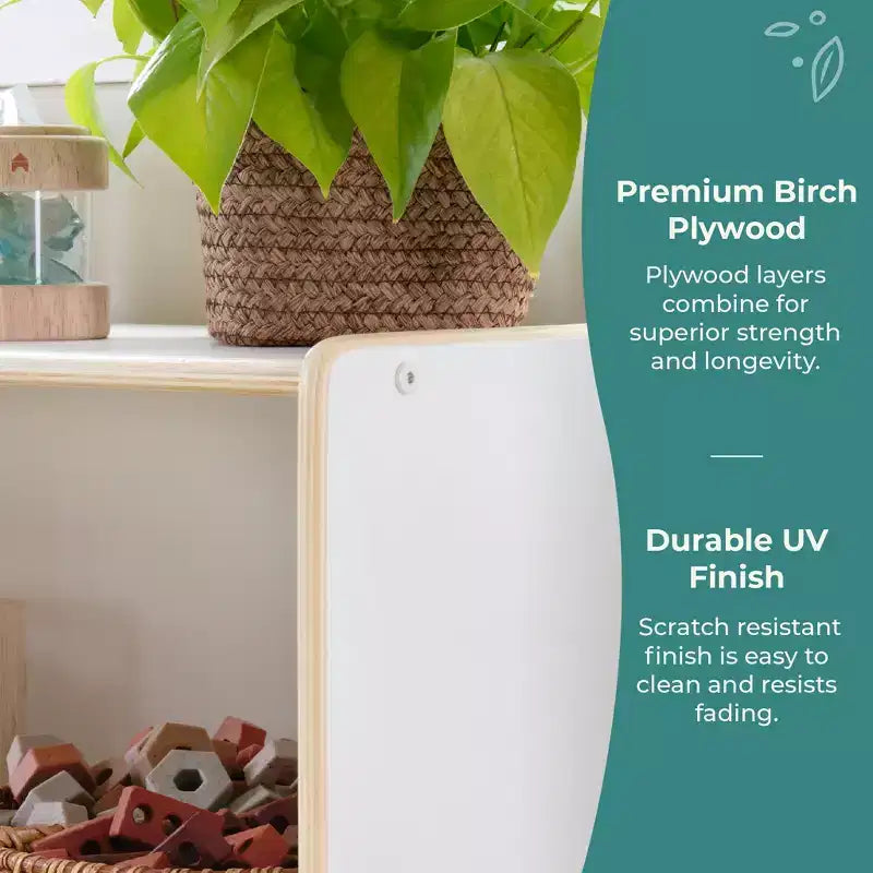 Meuble de rangement en bois pour enfants à 2 étagères et 5 compartiments de 76 cm – Bibliothèque pour salle de classe