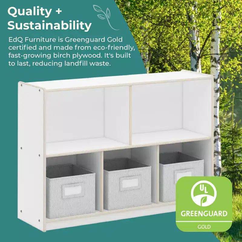 Meuble de rangement en bois pour enfants à 2 étagères et 5 compartiments de 76 cm – Bibliothèque pour salle de classe