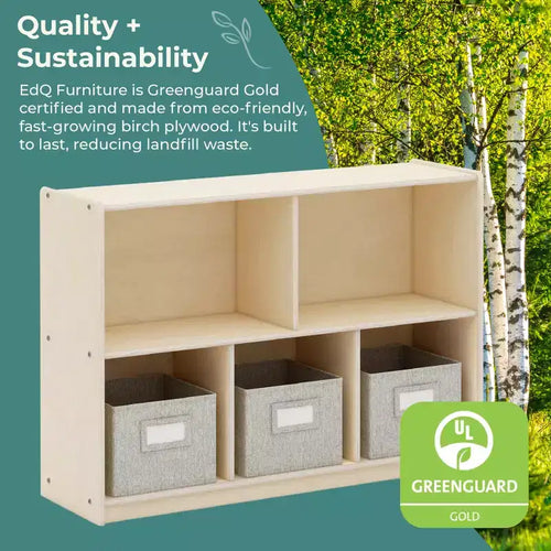 Meuble de rangement en bois pour enfants à 2 étagères et 5 compartiments de 76 cm – Bibliothèque pour salle de classe