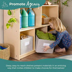 Meuble de rangement en bois pour enfants à 2 étagères et 5 compartiments de 76 cm – Bibliothèque pour salle de classe