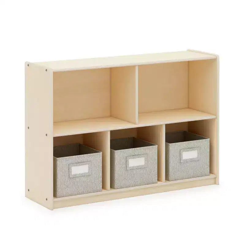 Meuble de rangement en bois pour enfants à 2 étagères et 5 compartiments de 76 cm – Bibliothèque pour salle de classe
