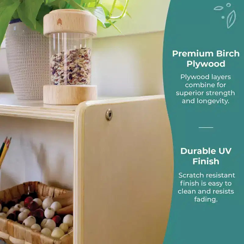 Meuble de rangement en bois pour enfants à 2 étagères et 5 compartiments de 76 cm – Bibliothèque pour salle de classe