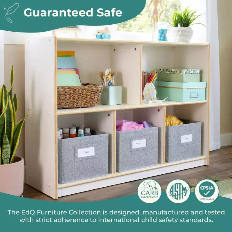 Meuble de rangement en bois pour enfants à 2 étagères et 5 compartiments de 76 cm – Bibliothèque pour salle de classe