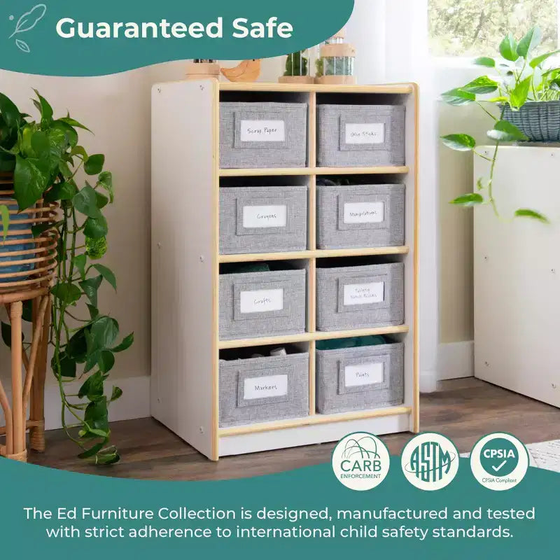 Meuble de rangement 8 cases 76 cm – Étagère à livres en bois avec compartiments pour enfants