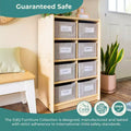 Guidecraft EdQ 8 Cubby Bin Storage Organizer 30: Kids' Wooden Cube Bookshelf, Classroom Storage Shelf with Compartments and Bins