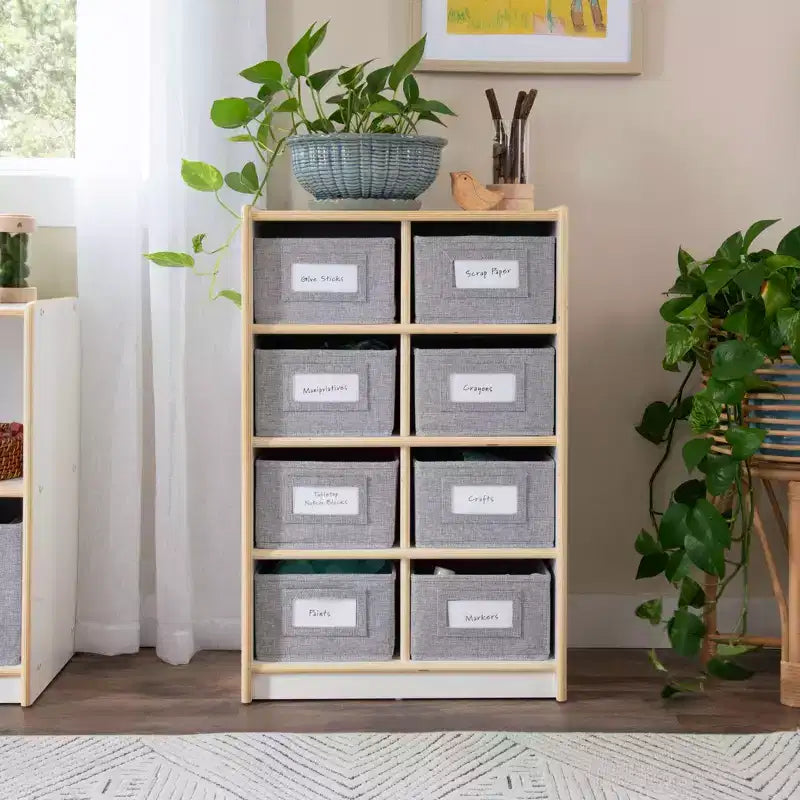 Meuble de rangement 8 cases 76 cm – Étagère à livres en bois avec compartiments pour enfants