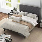 Costway Full/Queen Size Upholstered Platform Bed Button Tufted Headboard Mattress Foundation