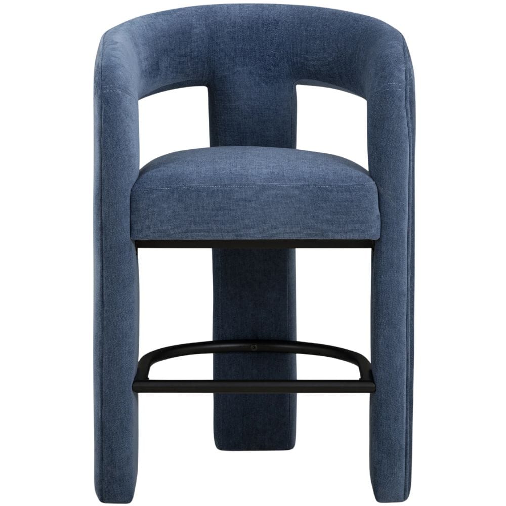 Tabouret de bar/comptoir Capone Chenille à dossier rond, accoudoirs ouverts et revêtement en tissu