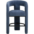 Tabouret de bar/comptoir Capone Chenille à dossier rond, accoudoirs ouverts et revêtement en tissu