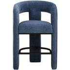 Tabouret de bar/comptoir Capone Chenille à dossier rond, accoudoirs ouverts et revêtement en tissu